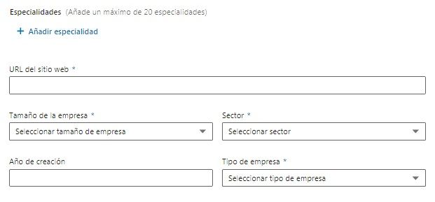 Crear empresa en LinkedIn - LinkedIn para empresas - Sobre nosotros - Otros campos